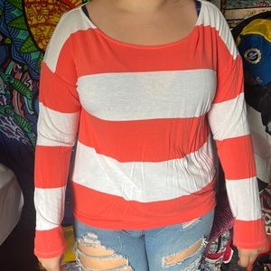 Coral and white long sleeve